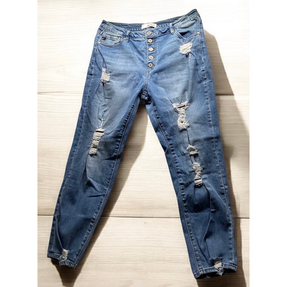 Kancan vintage distress skinny button fly jeans women sz 32